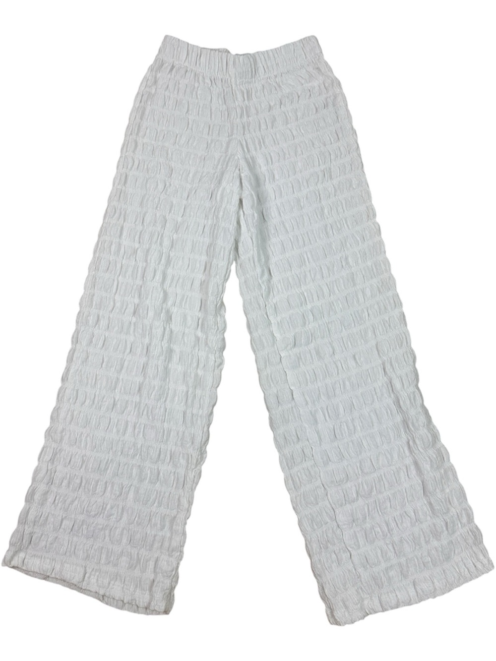 Zara Girls White Crinkle Wide-Leg Pants